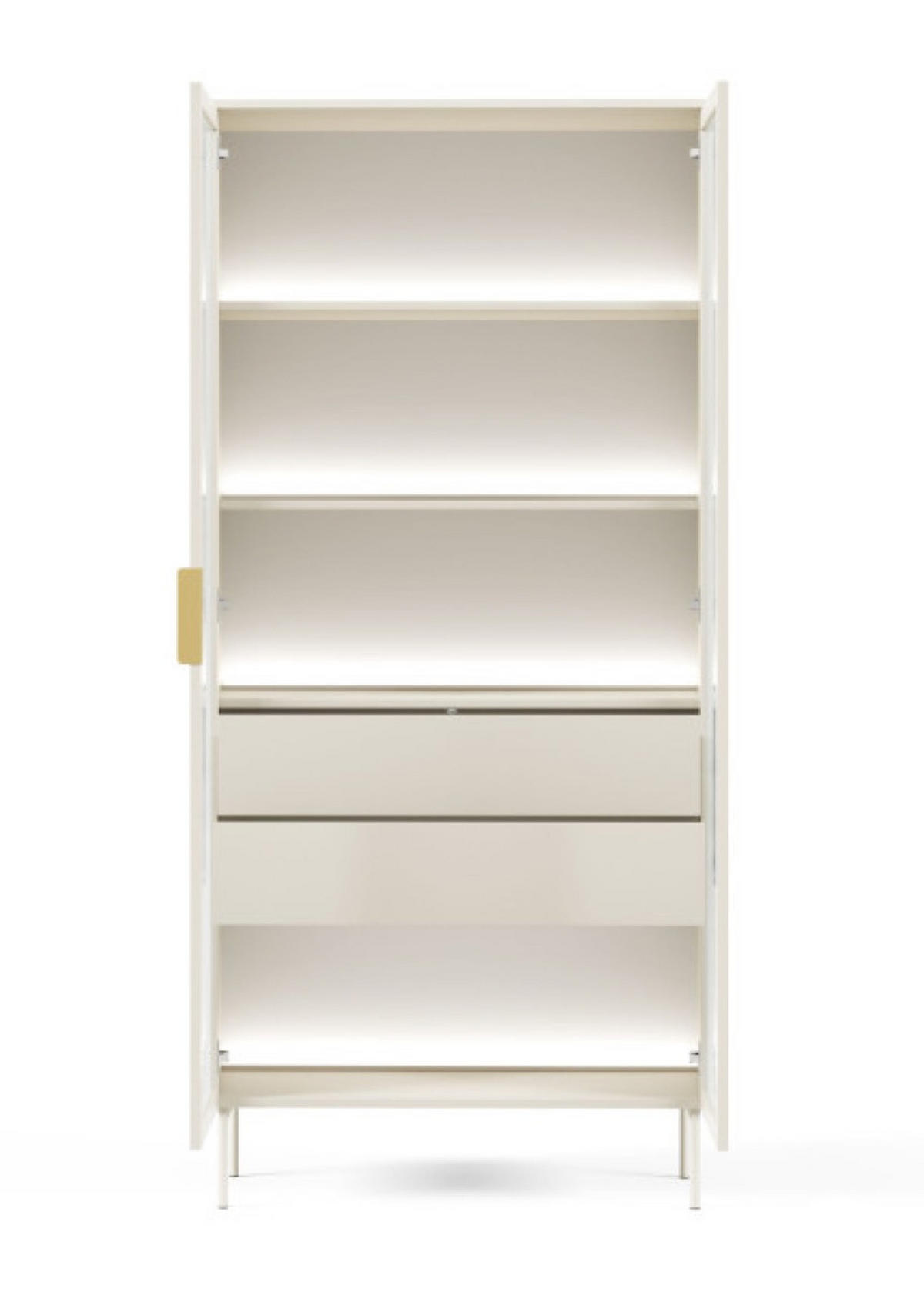 VITRINE Kaschmir LUMIN Hoch 2D2S LED - Beige, Holzwerkstoff (91.5/194.6/39.3cm) - Sepro Meble