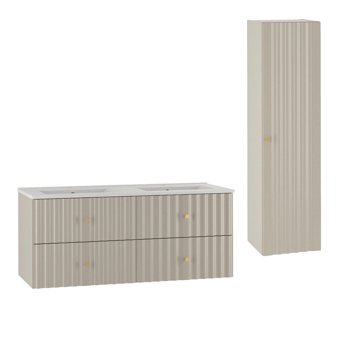 KOUPELNOVÝ NÁBYTEK 120cm Izae 2er-Set Kašmír - kašmírová, kompozitní dřevo (120/50/45.8cm) - Petits-meubles