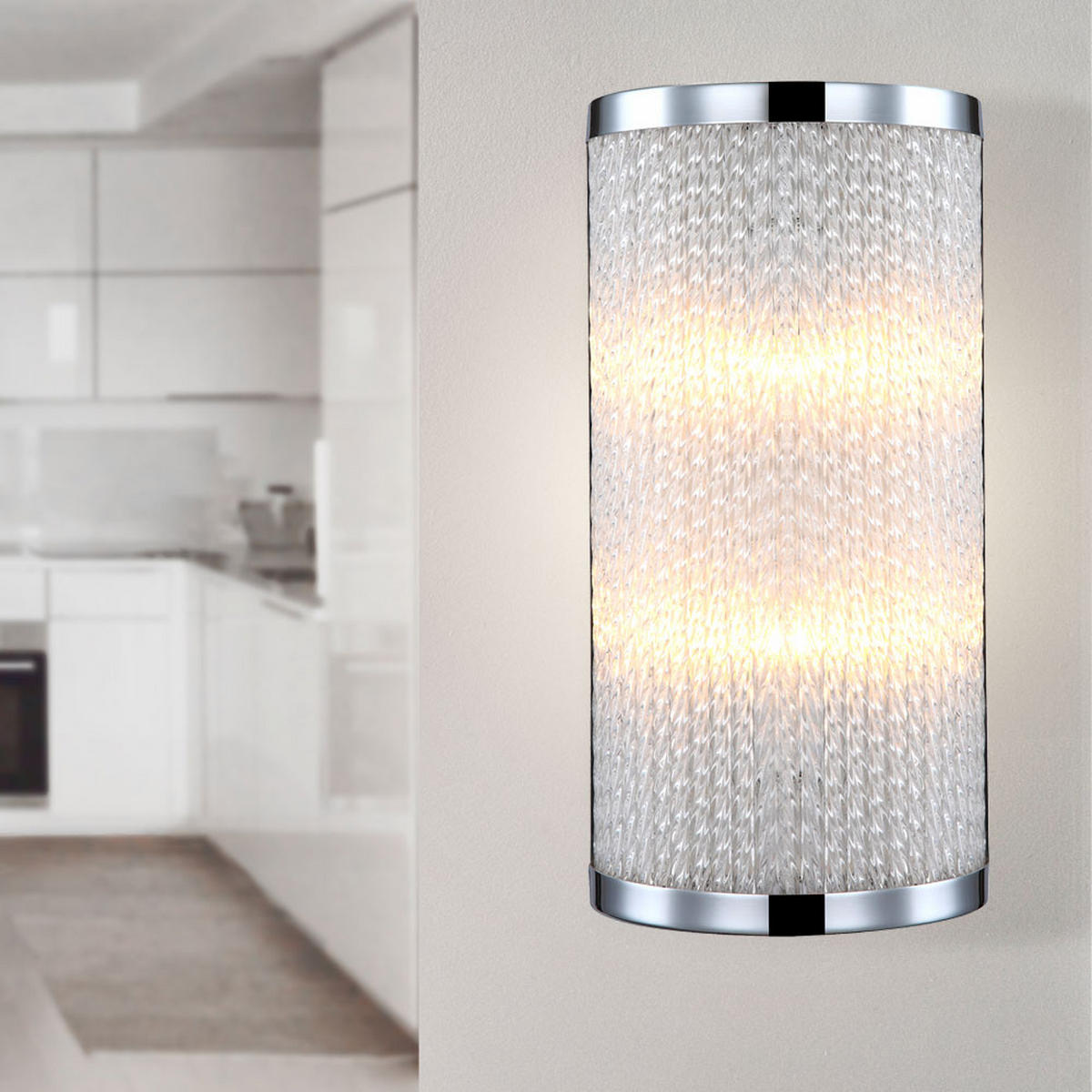 WANDLEUCHTE Karl Metall Silber - Silberfarben, Glas (15/30/7.7cm) - Globo Lighting