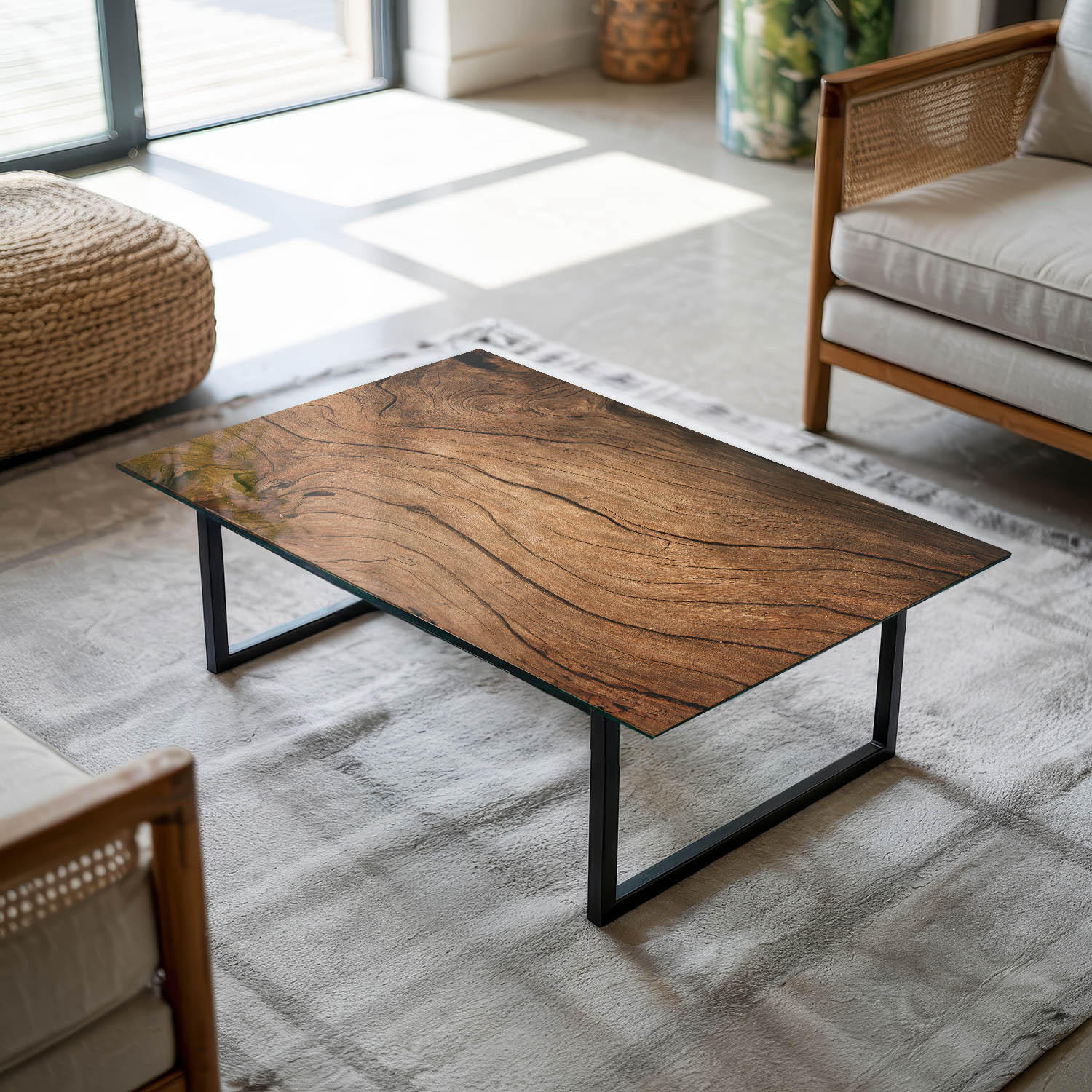 TISCHPLATTE 100x70 cm Naturholz Dekor - Hellbraun/Dunkelbraun, Glas (100/70/0.4cm) - TULUP