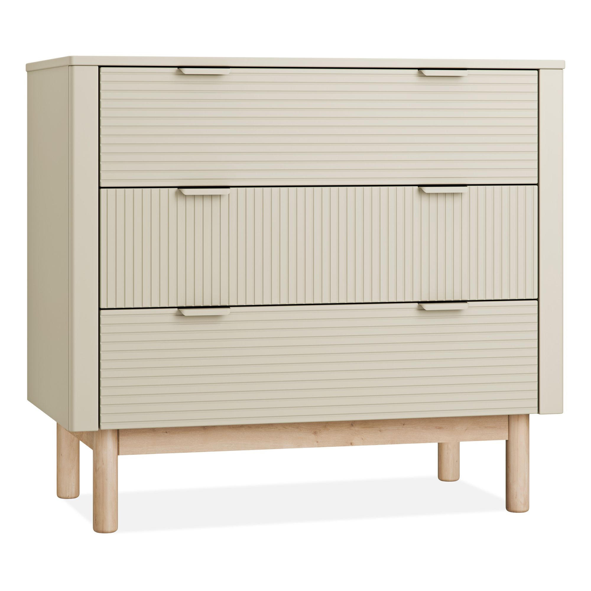 WICKELKOMMODE Lotti mit Schubladen - Beige, Holz (101/91/53cm) - KONSIMO®