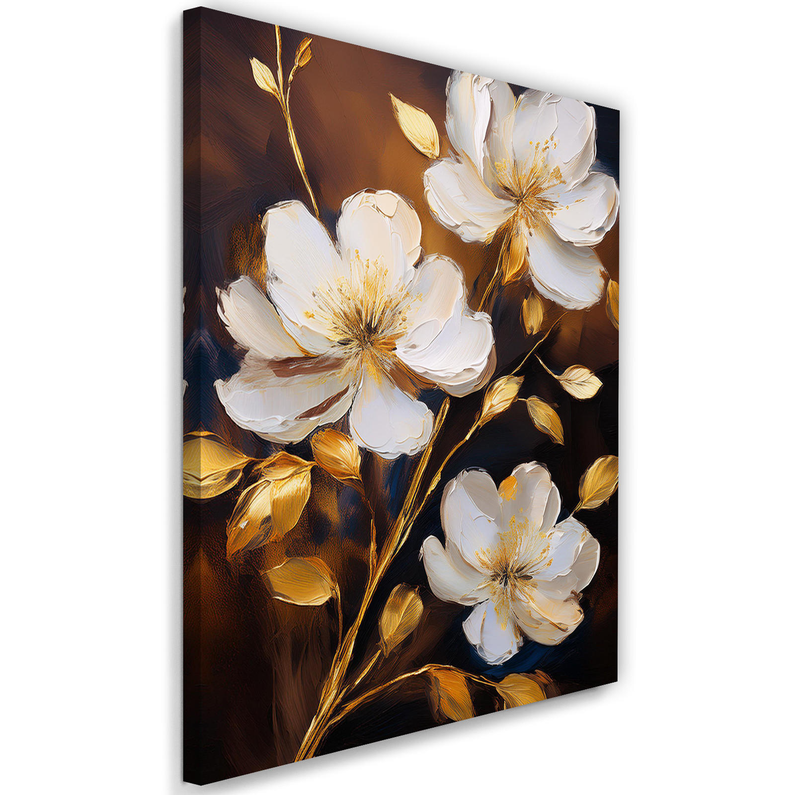 WANDBILD blumen weiße pfingstrosen gold glamour - Weiß, Textil (40/60cm) - Feeby