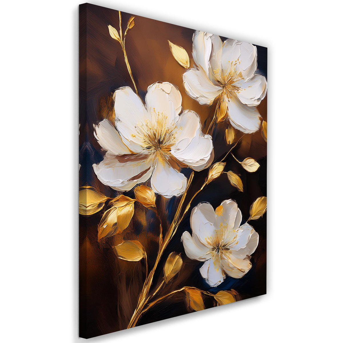 WANDBILD blumen weiße pfingstrosen gold glamour - Weiß, Textil (40/60cm) - Feeby