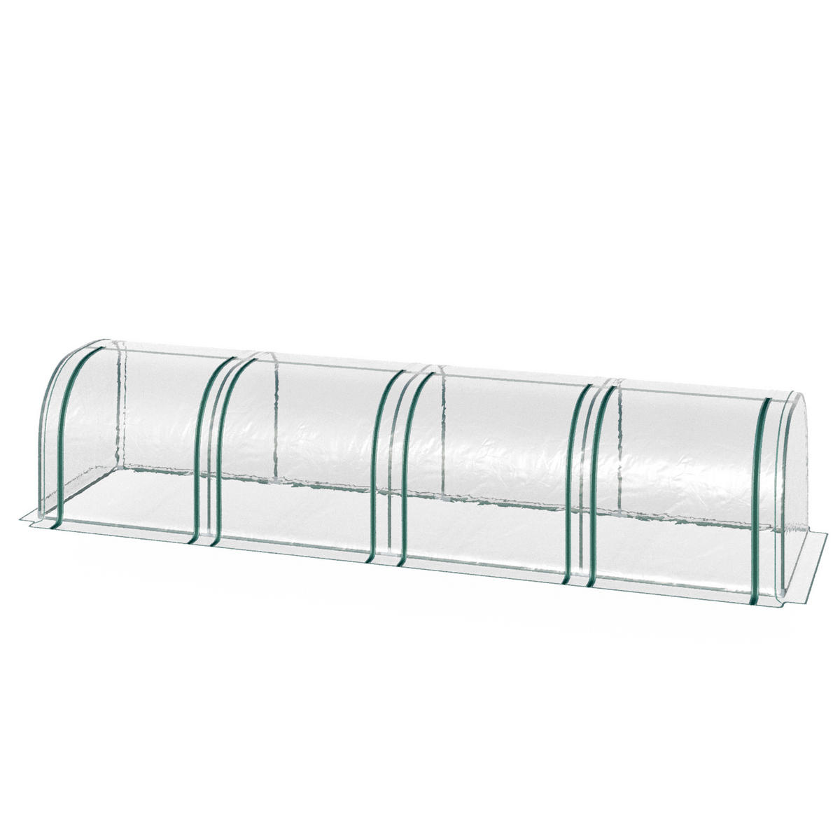 TUNNELGEWÄCHSHAUS DE-05768 4 Fenster mit Reißverschluss, Stahlrahmen Transparent - Transparent, Kunststoff/Metall (100/80/395cm) - ComfortXL