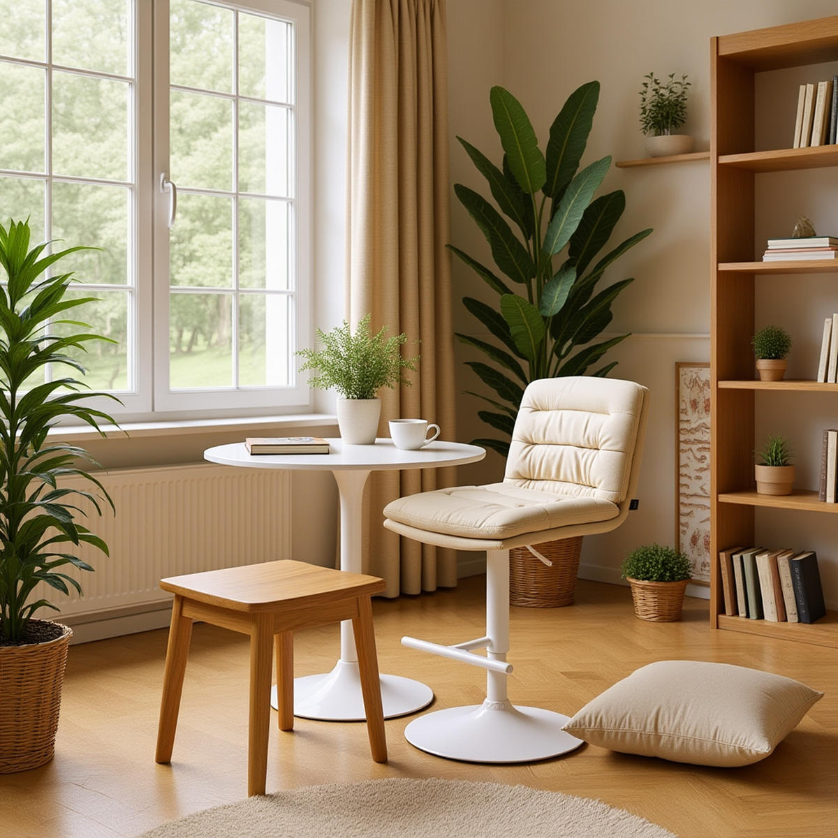 BARHOCKER Diamant Stoff weiß creme - Naturfarben/Weiß, Textil/Metall (42/116/56cm) - TPFLiving