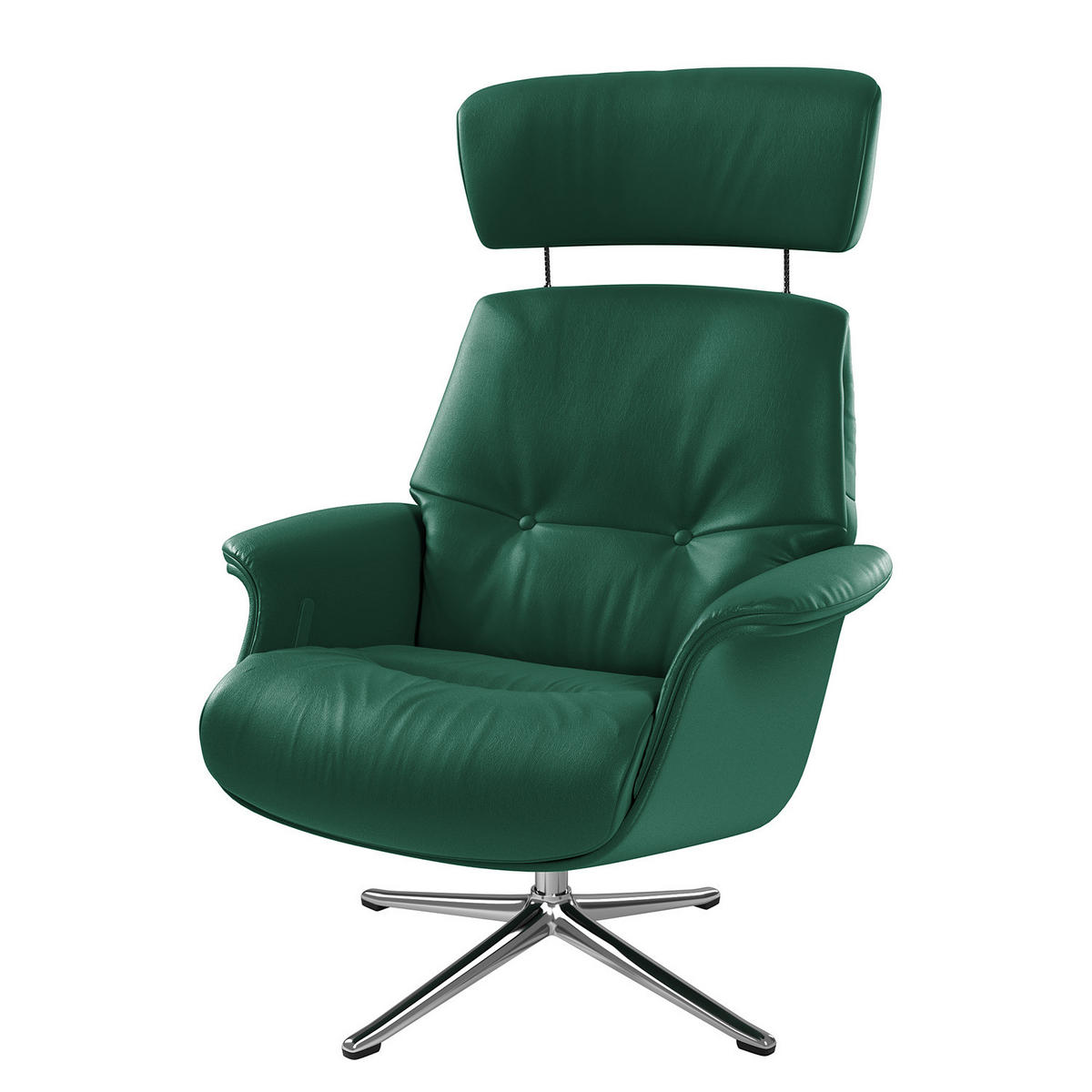 SESSEL - manuell verstellbar - Chromfarben/Dunkelgrün, Leder/Metall (83/110/88cm) - home24