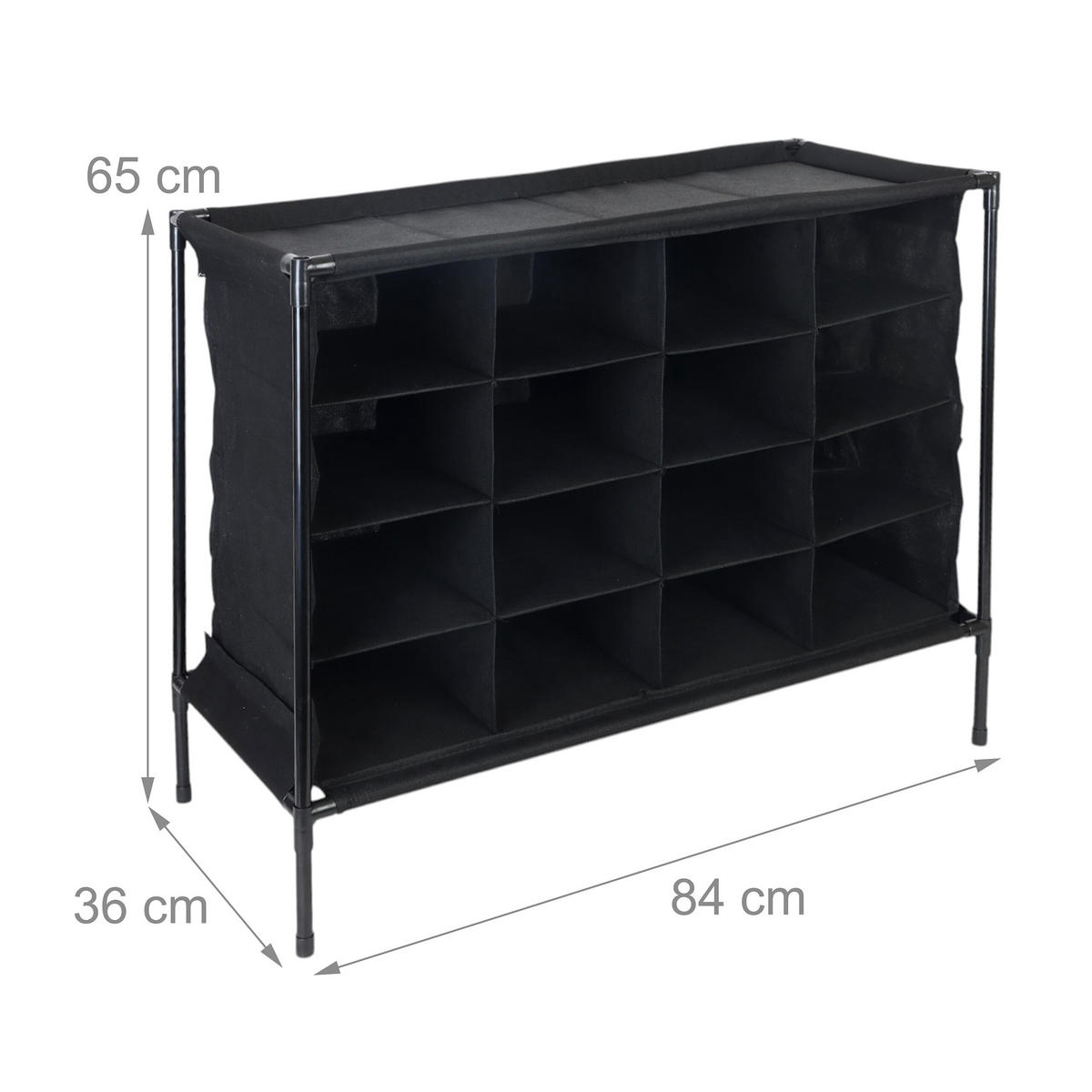 CAMPING-SCHUHREGAL - Schwarz, Kunststoff/Textil (84/65/36cm) - Relaxdays