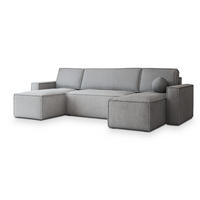 ROHOVÁ SEDAČKA PESANO světle šedá - šedá/světle šedá, dřevo/textil (306/140cm) - MASSENO