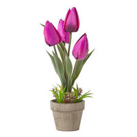 KUNSTBLUMEN Tulpen lila im Steinoptik-Topf, 27 cm - Pink, Kunststoff (27cm) - Homescapes