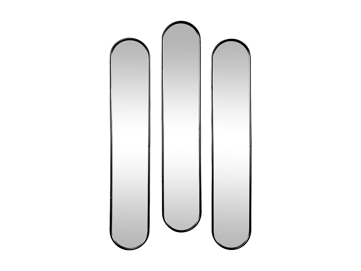 3ER-SET Spiegel oval - 23 x 120 cm - Metall - Schwarz - JAYLEN - Schwarz, Metall (23/120/2cm) - Vente-Unique