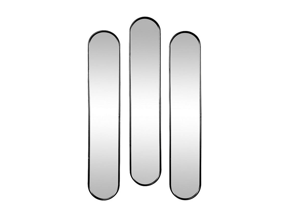 3ER-SET Spiegel oval - 23 x 120 cm - Metall - Schwarz - JAYLEN - Schwarz, Metall (23/120/2cm) - Vente-Unique