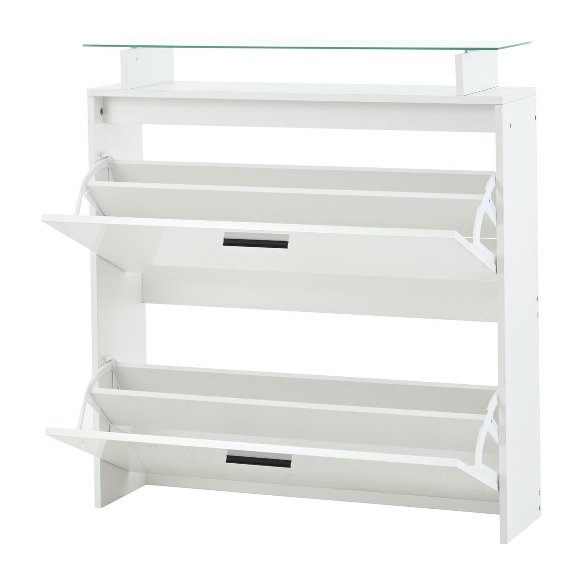 KOMPAKTGARDEROBE Spiegel Hochglanz Schuhschrank 8 Haken - Weiß, Holzwerkstoff (89.5/96.5/23cm) - FLIEKS