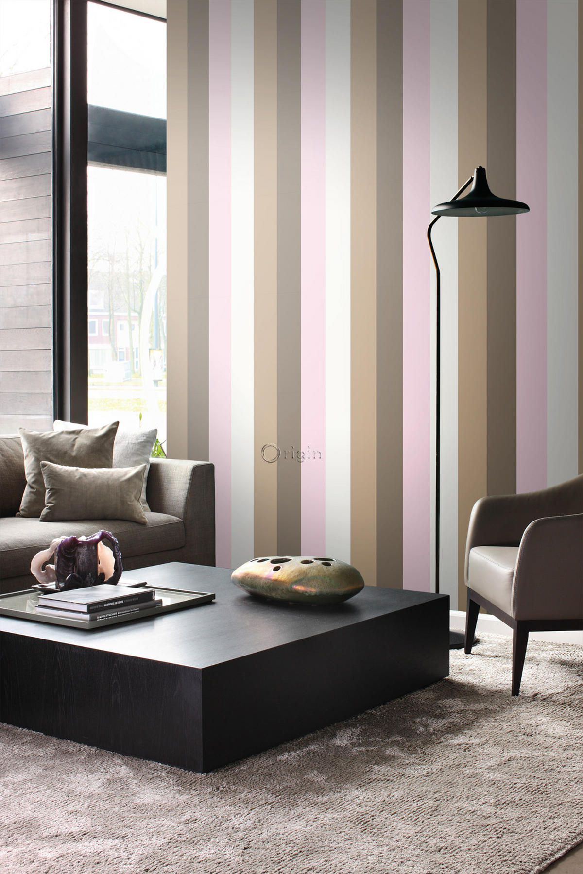 TAPETE Streifen 53 cm x 10.05 m - Pink, Papier (53/1000cm) - Origin Wallcoverings