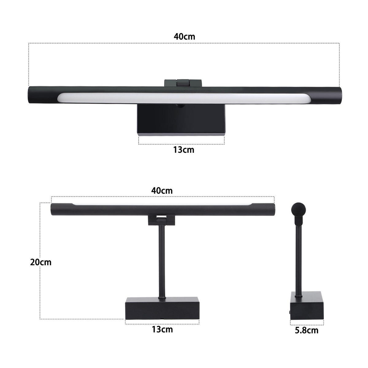 SPIEGELLEUCHTE Scheinthur 20.0/13.0/40.0 cm - Schwarz, Kunststoff (20/13/40cm) - ZMH