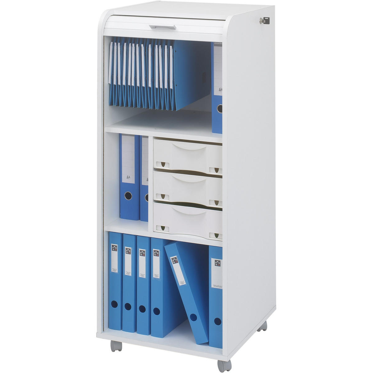 AKTENSCHRANK mit Rolladentür 47/47/117cm - Weiß, Holzwerkstoff (47/117/47cm) - Simmob