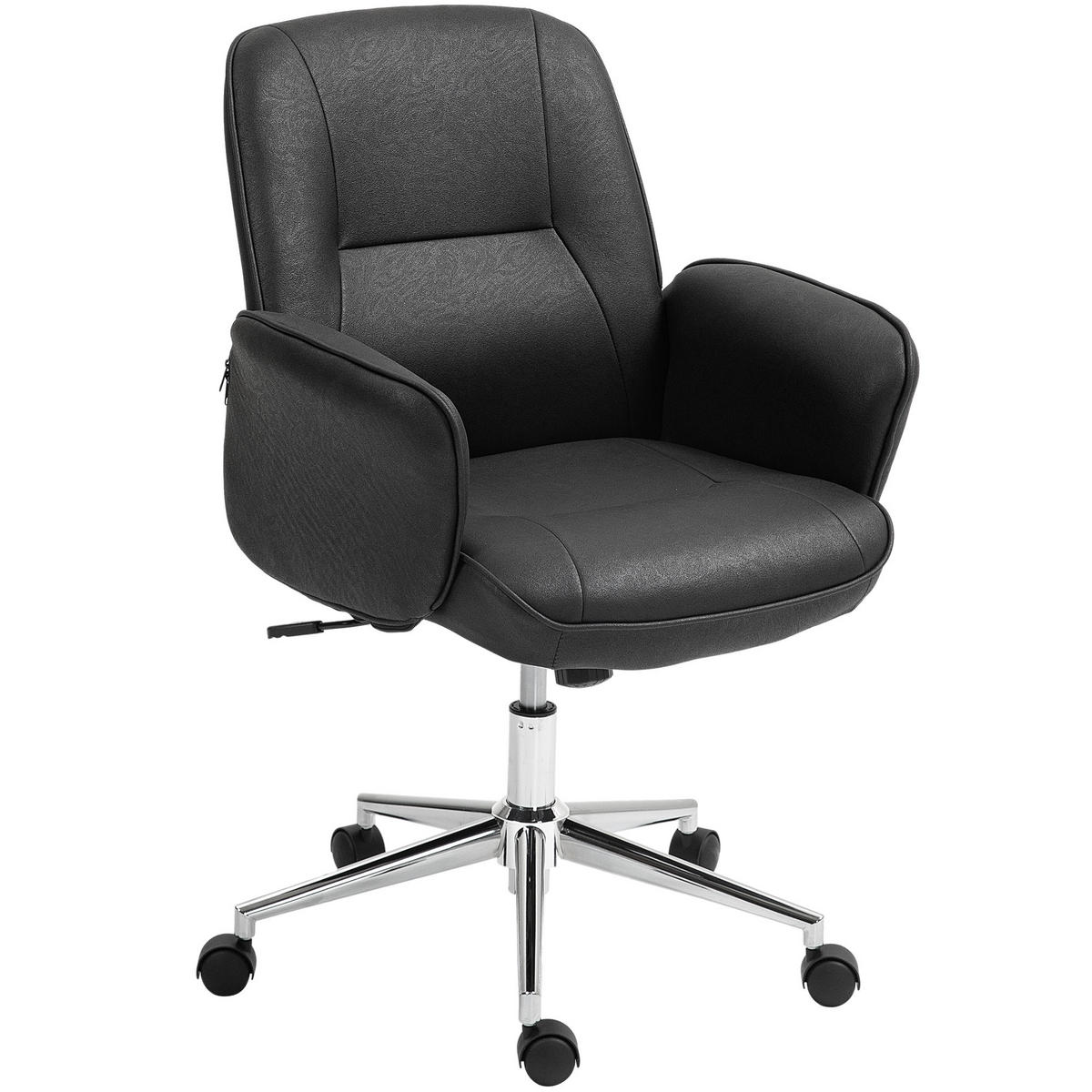 BÜROSTUHL Schreibtischstuhl höhenverstellbarer Drehstuhl Mikrofaser Schwarz - Schwarz, Kunststoff (69/102/67cm) - Vinsetto