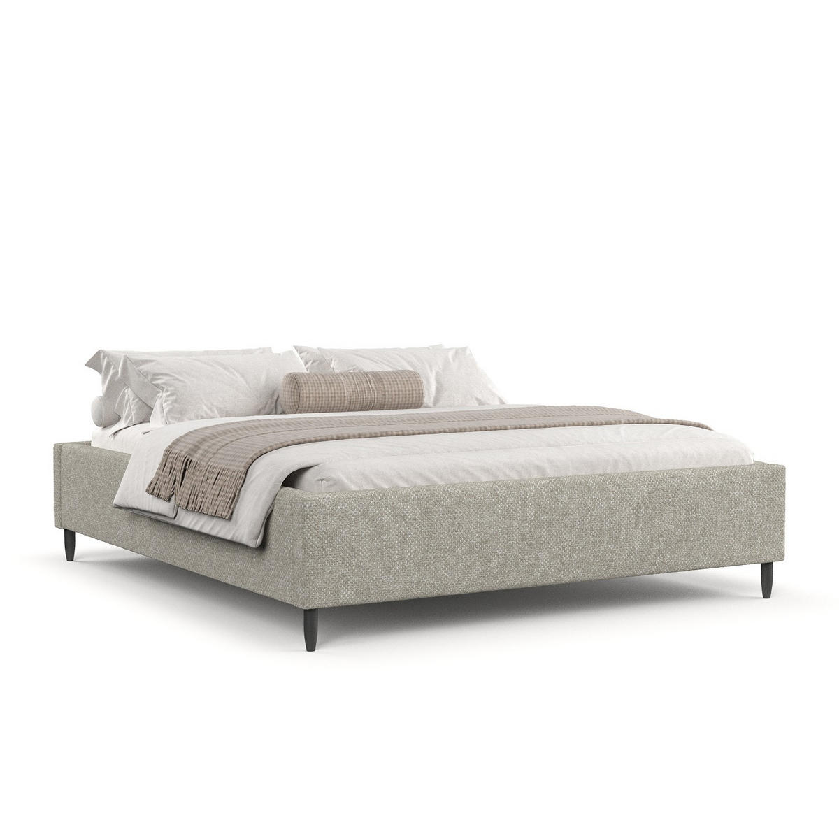 POLSTERBETT Larch Beige Grau 120/200 cm im Chenille-Stoff - Beige/Schwarz, Holz/Holzwerkstoff (120/200cm) - Maison de Reve