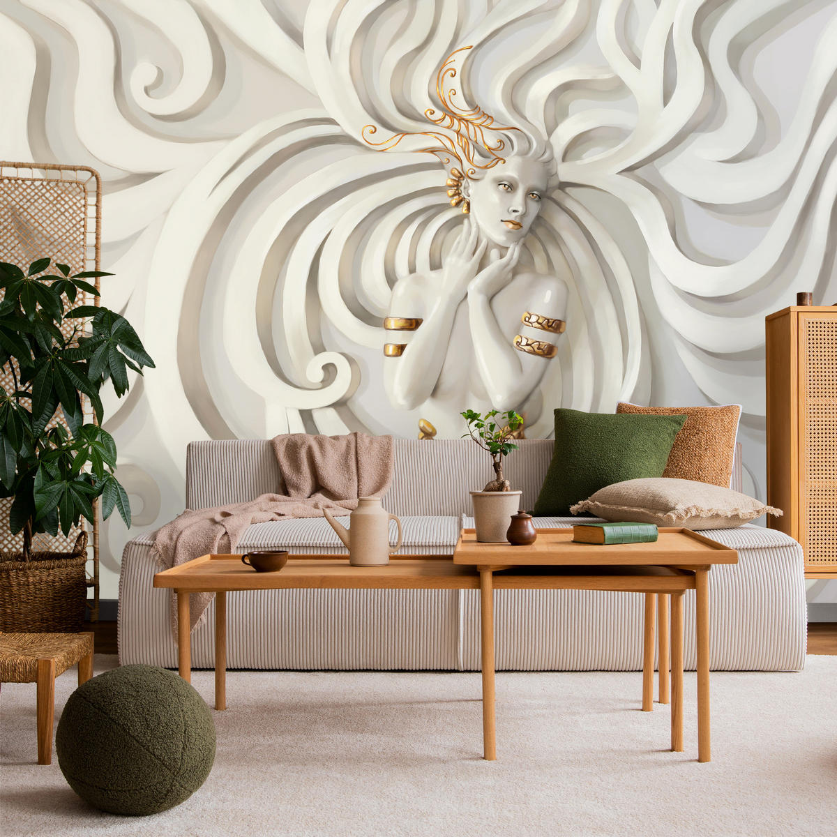 FOTOTAPETE Medusa Abstraktion 3D Effekt 500x350 - Beige, Papier (500/350cm) - Muralo