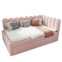 BETT 140/200 cm in Rosa mit Ausziehbett und Samtbezug - Rosa, Leder (140/200cm) - Flora Grace