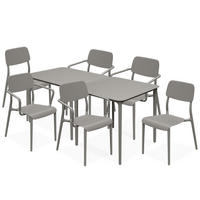 GARTENMÖBEL-SET GALIO, 8-tlg - Graubraun, Kunststoff - KONSIMO®