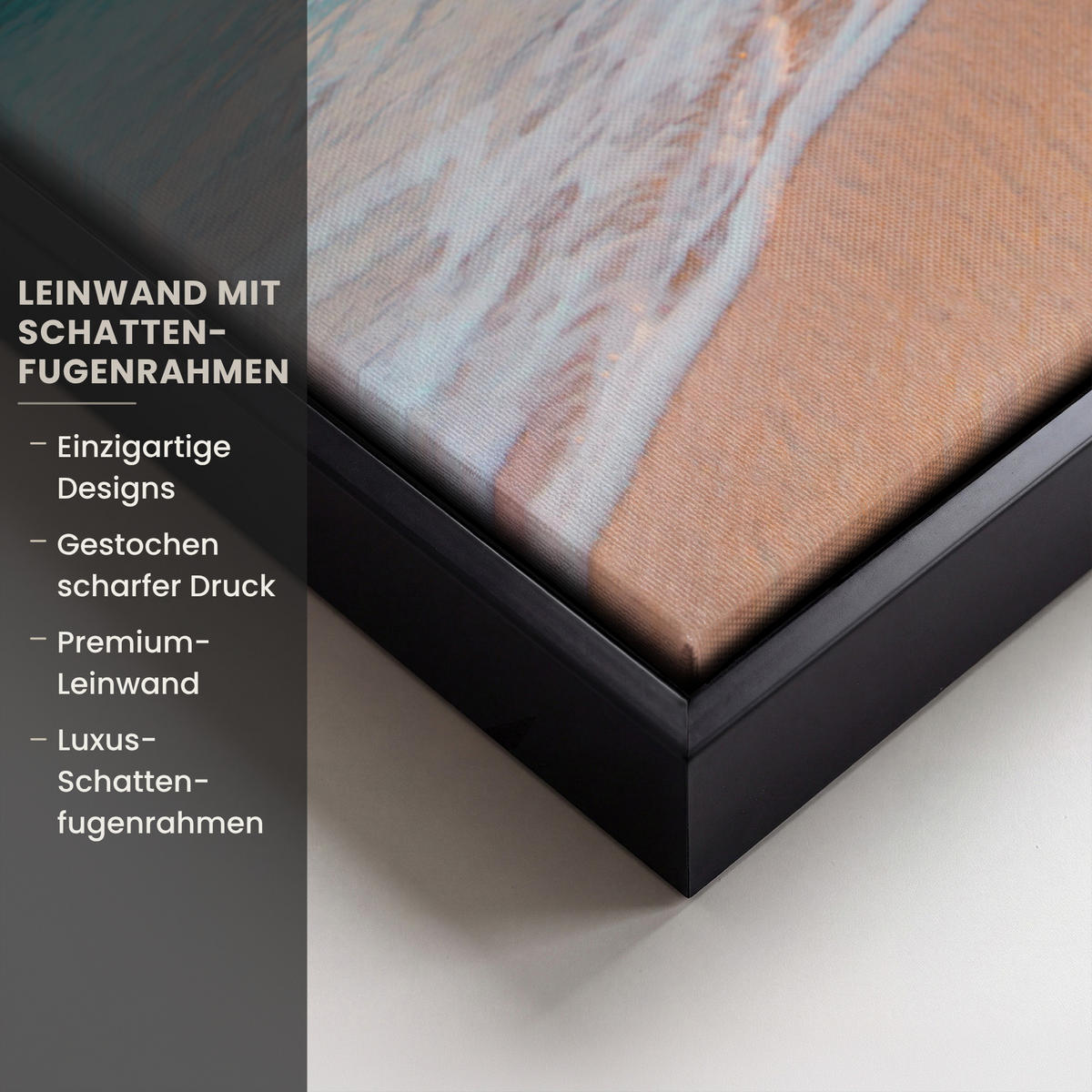 LEINWAND Bilder mit Rahmen - Sonnenuntergang - Strand - Meer - Sommer - Blau - 70x50 - Multicolor, Textil (70/50cm) - MuchoWow