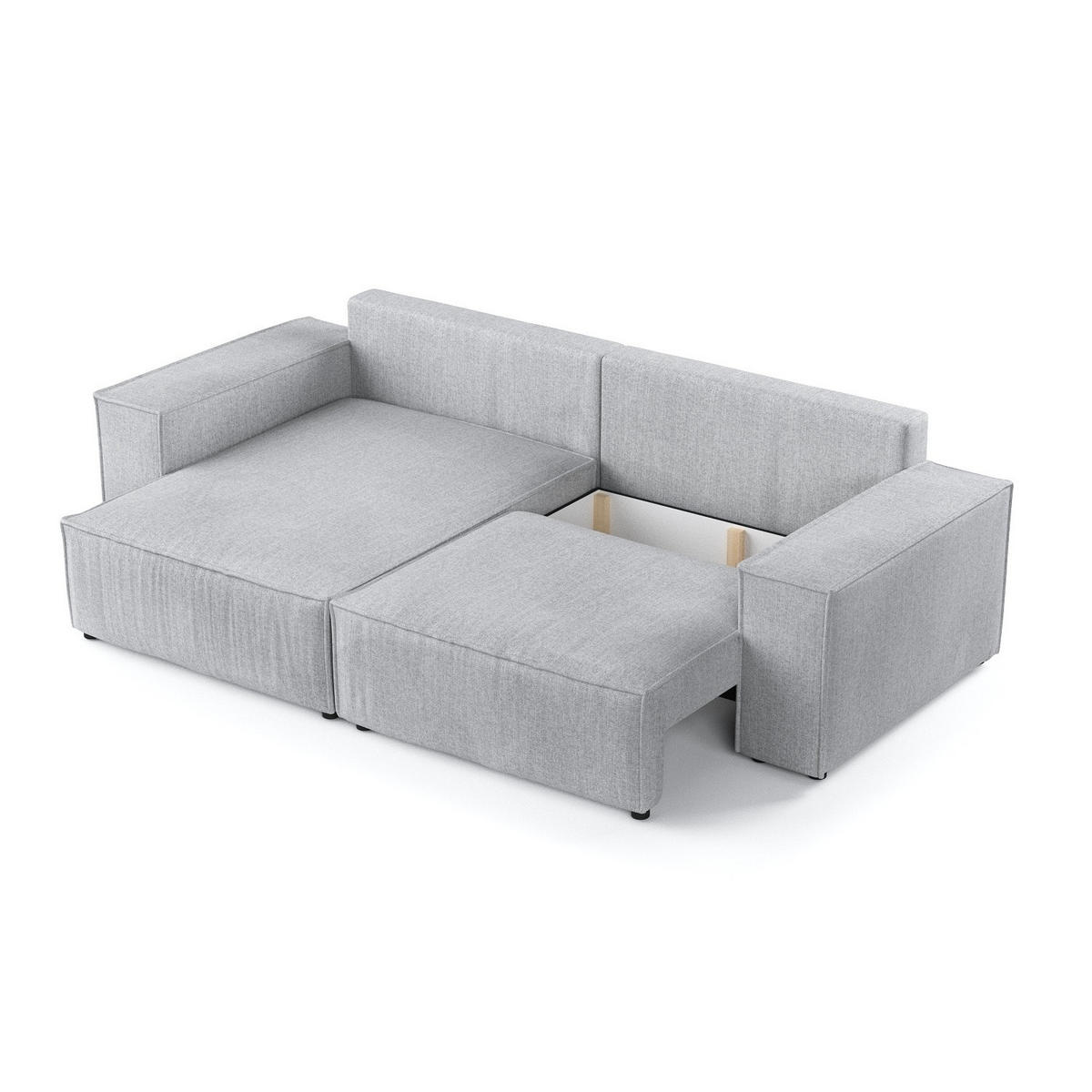 ROHOVÁ SEDAČKA SENSO, textil, Světle béžová - černá/světle šedá, dřevo/kompozitní dřevo (255/148cm) - AltaBeds