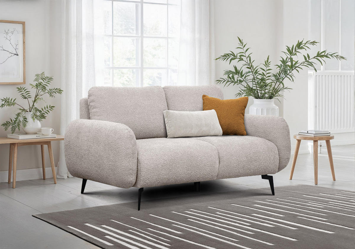 SOFA FEBE 2-Sitzer, ecru - Champagner/Schwarz, Holz/Textil (160/82/96cm) - Courtois Laville