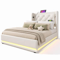 POLSTERBETT 90/200 cm in Weiß mit Bettkasten, LED, USB und Type-C Polsterbett - Weiß, Holzwerkstoff/Textil (90/200cm) - STILVORA