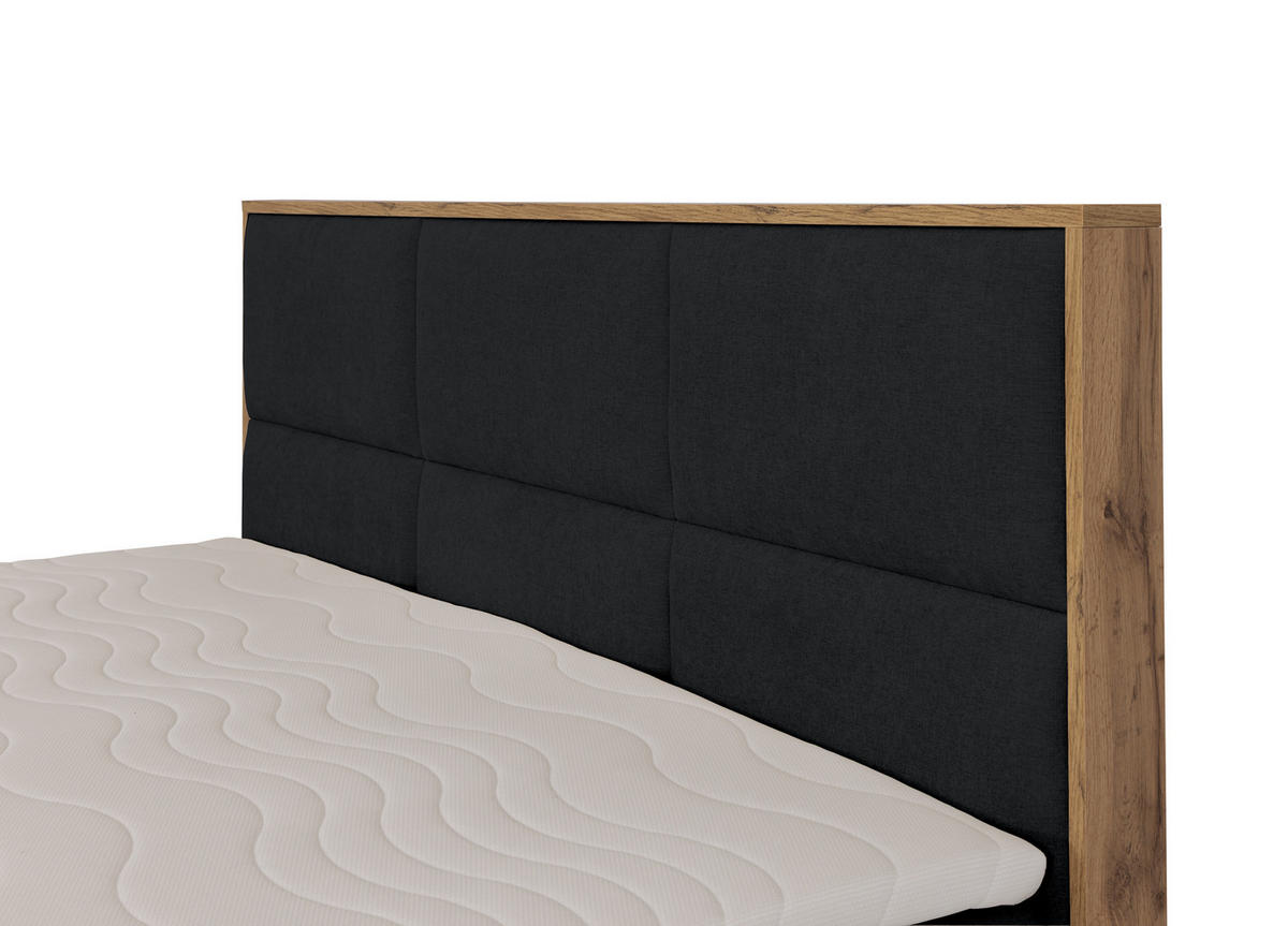 BOXSPRINGBETT ELMA mit Topper und Bettkasten, Anthrazit, 200x200 cm - Anthrazit, Textil (200/200cm) - KS Home Concept