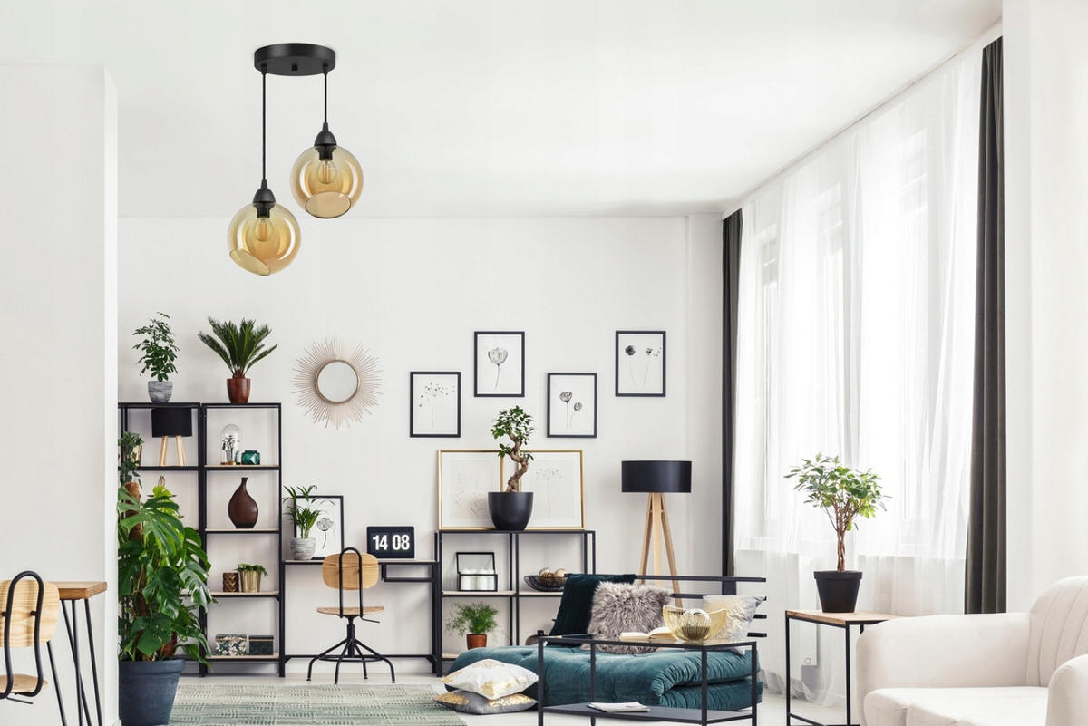 PENDELLEUCHTE Kogel - Transparent/Schwarz, Glas/Metall (30/30/80cm) - kiki design