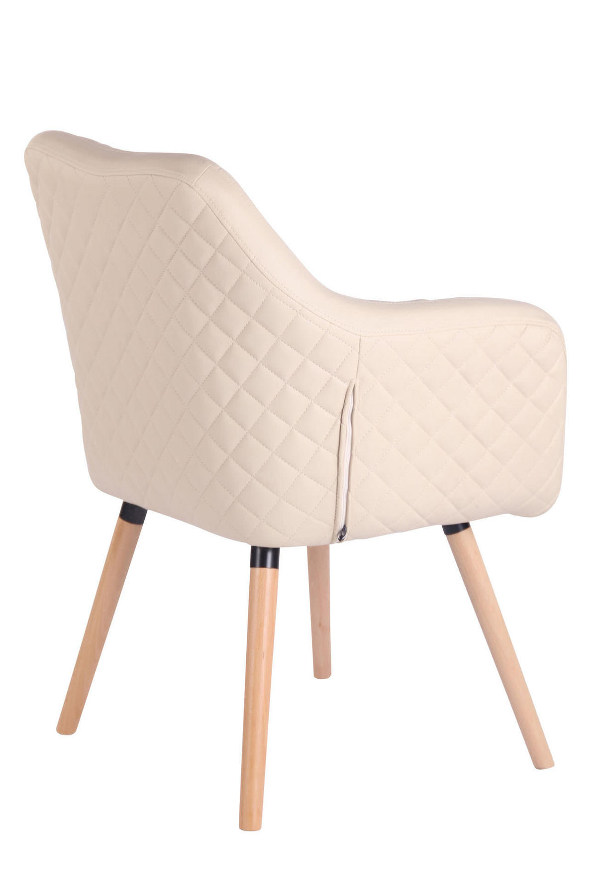 ARMLEHNENSTUHL Lederlook Creme - Eukalyptusholzfarben/Creme, Holz/Textil (63/84/61cm) - CLP