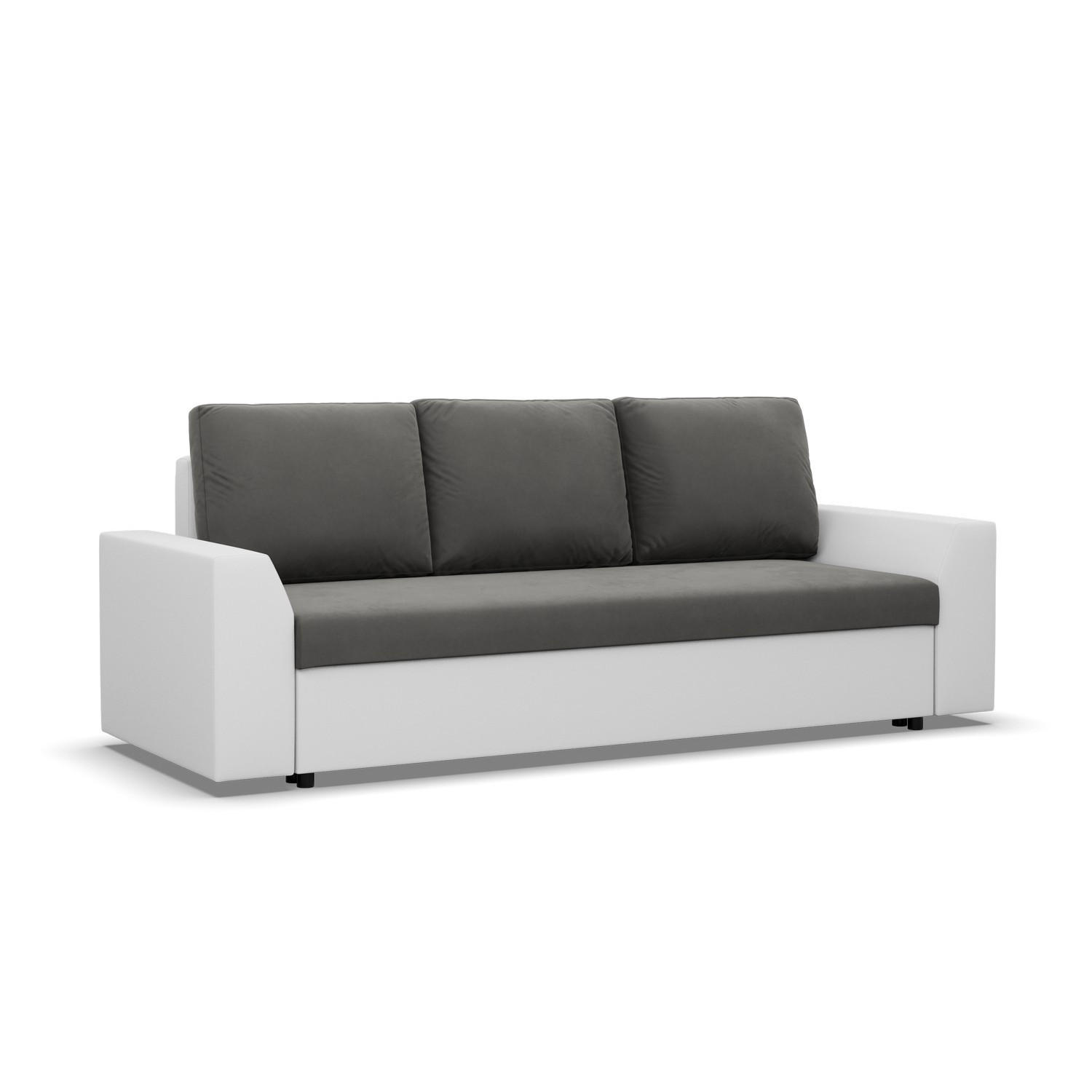 SOFA 3-SITZER MIT SCHLAFFUNKTION LUGO Grau/Weiß - Weiß/Grau, Textil (92/92/232cm) - Mebligo