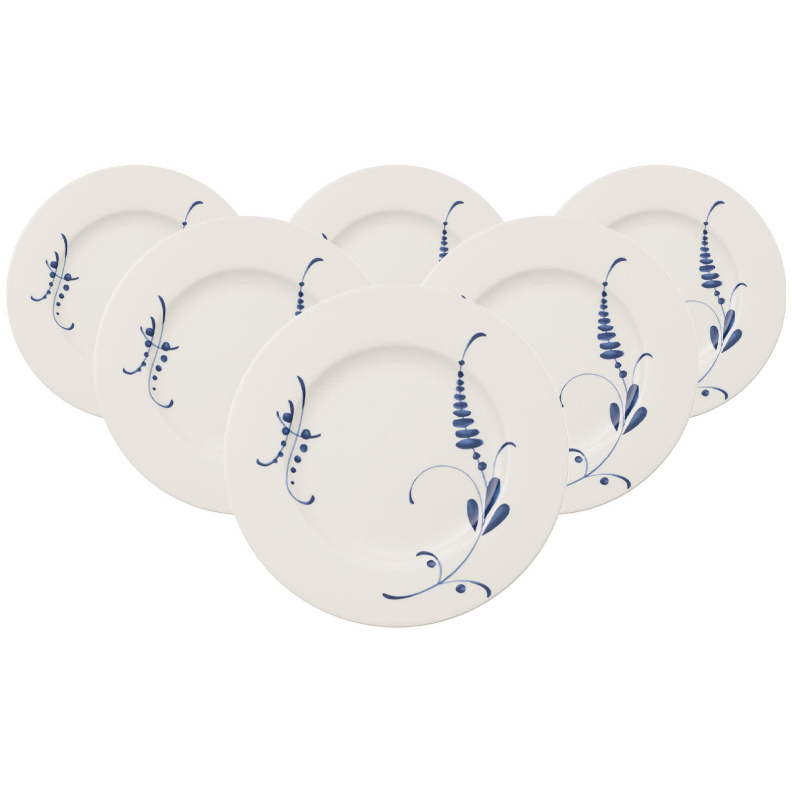SPEISETELLER Vieux Luxembourg Brindille weiß-blau ø 27,1 cm 6er Set - Blau/Weiß, Keramik (27.1cm) - Villeroy & Boch
