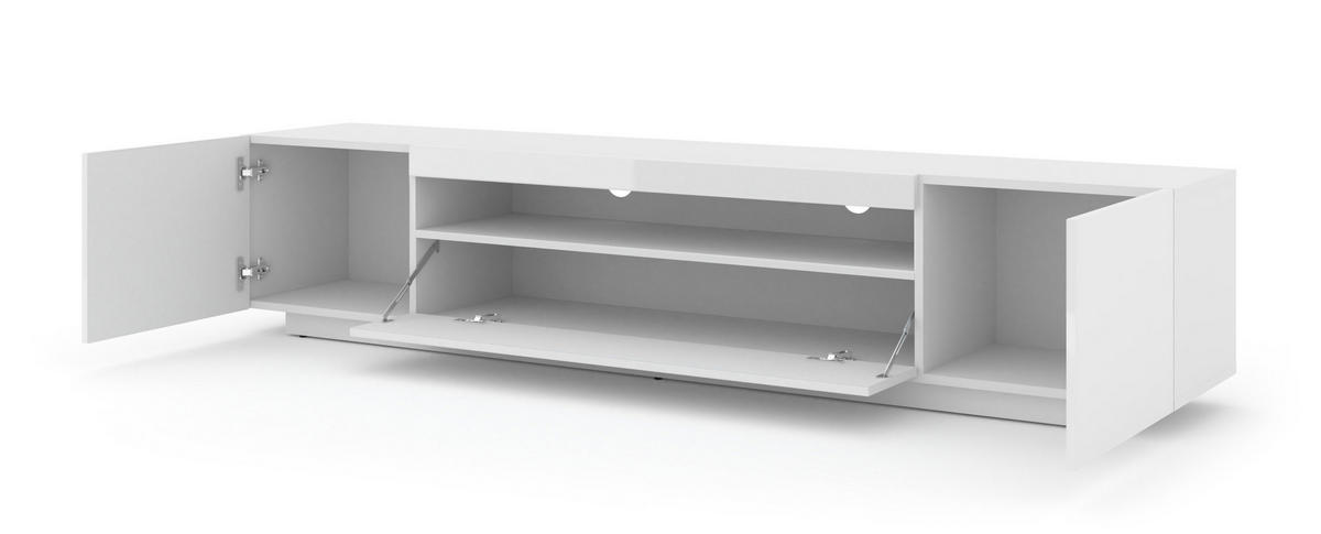 TV LOWBOARD Weiß, Weiß Hochglanz 200/42/37 - Weiß Hochglanz/Weiß, Holzwerkstoff (200/42/37cm) - RAUMHIRSCH FURNITURE