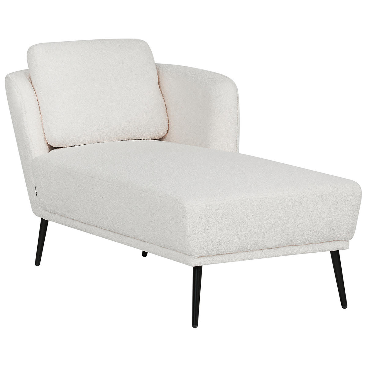 ČALOUNĚNÉ LEHÁTKO CHAISE LONGUE LEVOSTRANNÉ Bouclé Krémově bílé Artheze - bílá/černá, textil (148/70/64cm) - Beliani