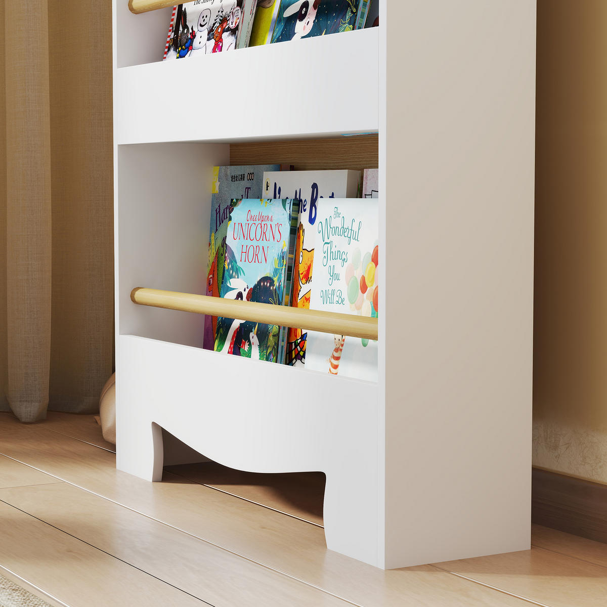 BÜCHERREGAL für Kinder Kinderregal mit 3 Ablagen Aufbewahrungsregal aus Holz - Braun, Holzwerkstoff (15/110/55cm) - AIYAPLAY