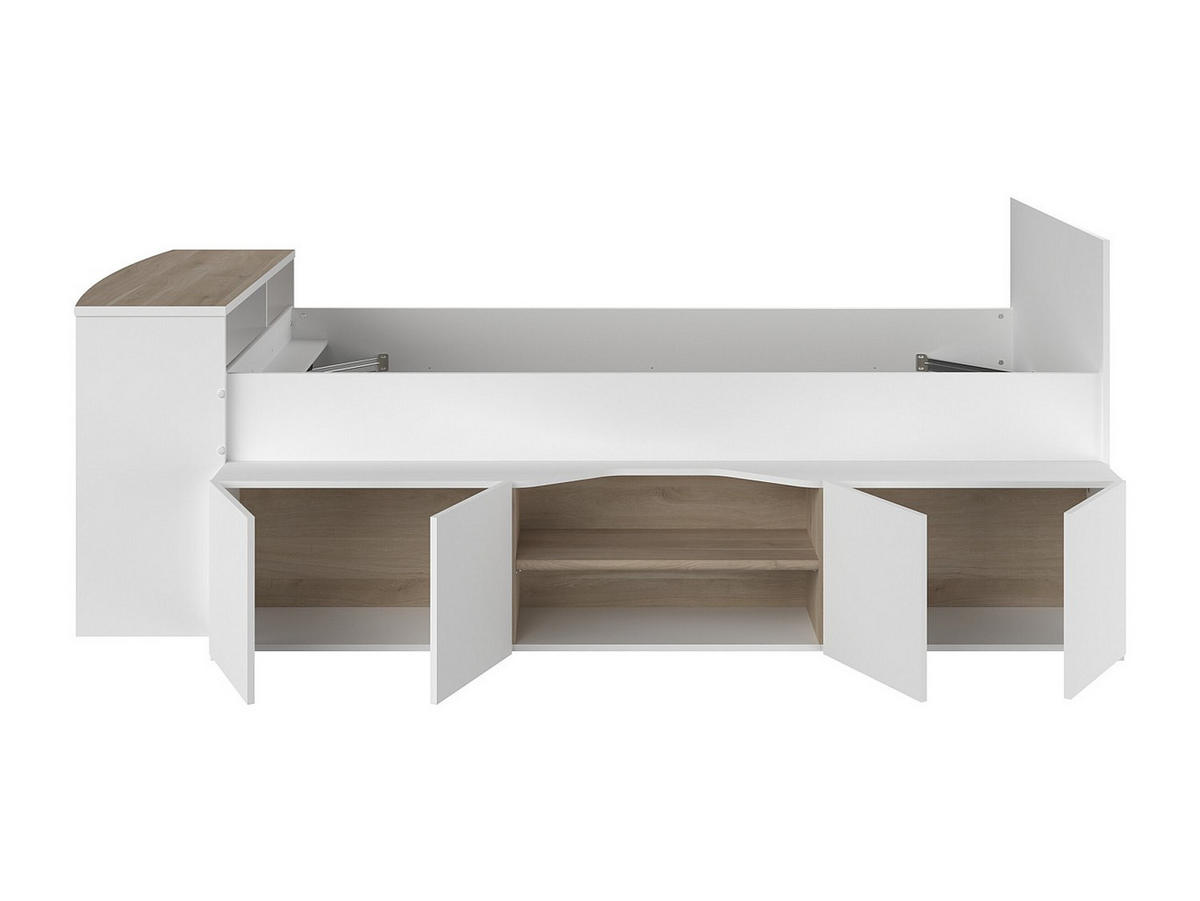 HOCHBETT Cleo 1 in Weiß und Jackson Eiche 90 x 200 cm - Weiß, Holz/Holzwerkstoff (90/200cm) - Vente-Unique