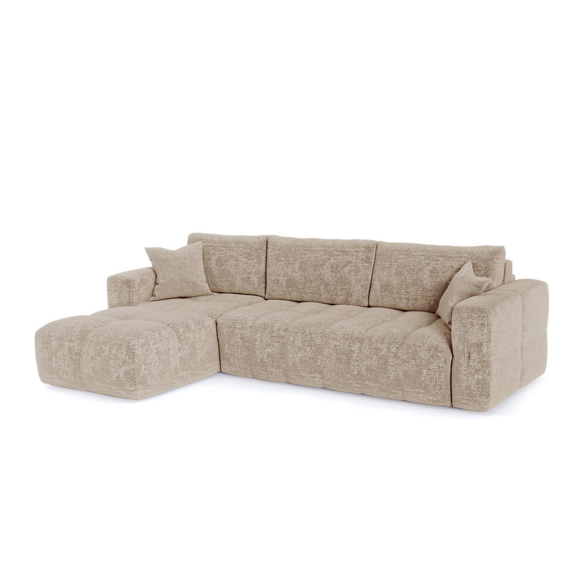 SCHLAFSOFA Express VIBE Geprägter Samt Beige 286cm - Beige, Textil (286/165cm) - Premium Interiors
