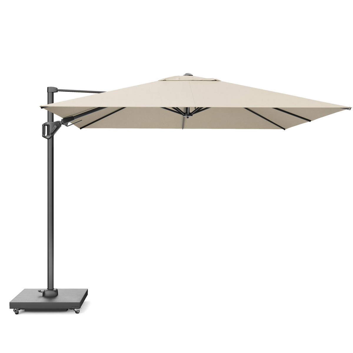 AMPELSCHIRM quadratisch 3 x 3 m Challenger T² Premium 360° kippbar natur/anthrazit - Creme, Metall (300/300cm) - Platinum