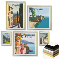 WANDBILDER 5er Set - 50x50 cm & 20x30 cm & 40x60 cm Goldrahmen - Ansichten europäischer Häfen - Goldfarben, Kunststoff (40/60cm) - ArtPrintCave