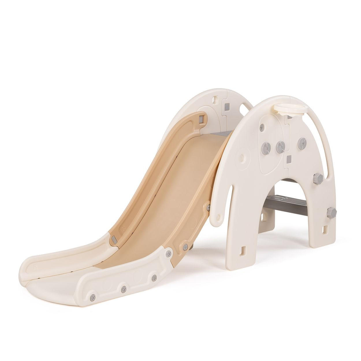 KINDERRUTSCHE Elefant 170 cm beige Rutschlänge, Basketballkorb, drei Stufen - Beige, Kunststoff (59/72/166cm) - Chipolino