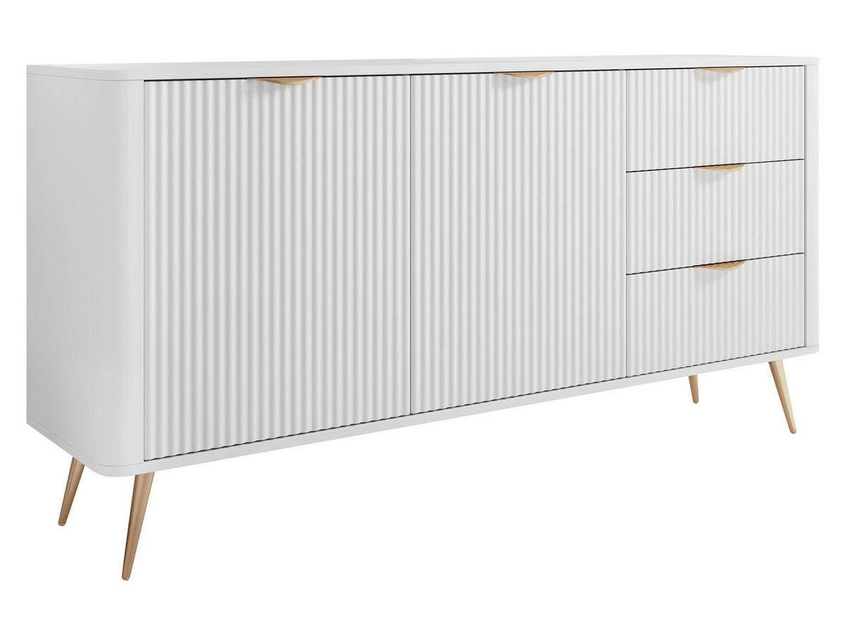 KOMBIKOMMODE Lante 2D3S - Goldfarben/Weiß, Holzwerkstoff/Metall (164/82/38cm) - MIRJAN24