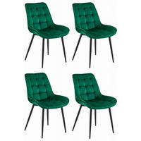 ESSZIMMERSTUHL 4-er Set BERA dunkelgrüner Sitz, schwarze Beine - Dunkelgrün/Schwarz, Textil (54/88/60cm) - Valora