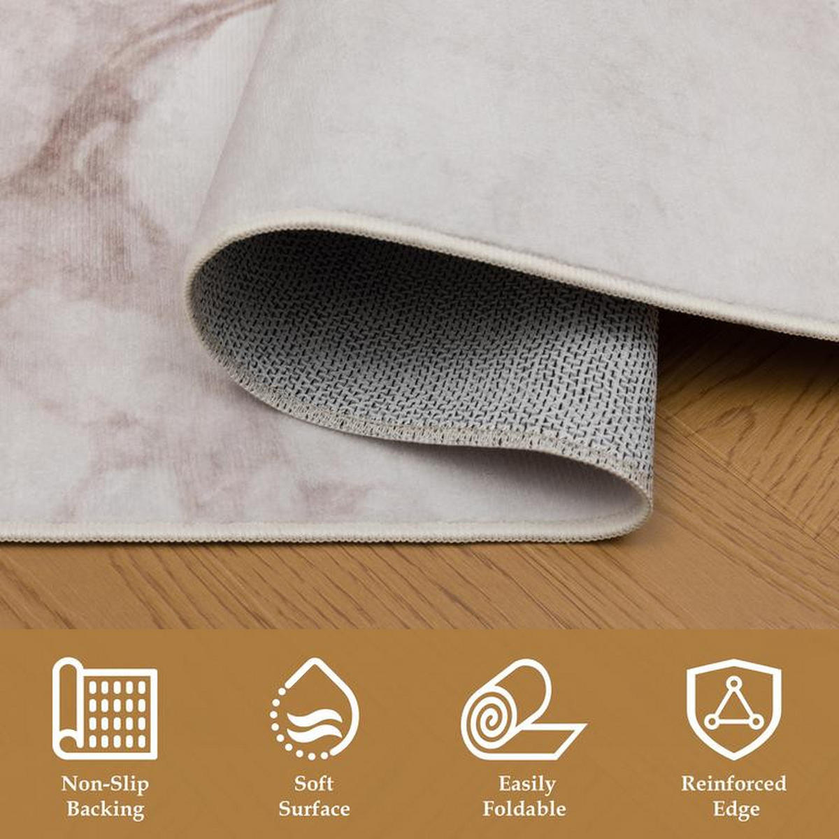 TEPPICH waschbar Flanel Creme/Beige 80x150 cm - Multicolor, Textil (80/150cm) - Vercai Rugs
