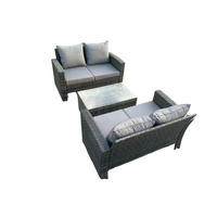 GARTENSOFA Hohe Rückenlehne Polyrattan Dunkelgrau 4-Sitzer - Dunkelgrau, Metall - Fimous