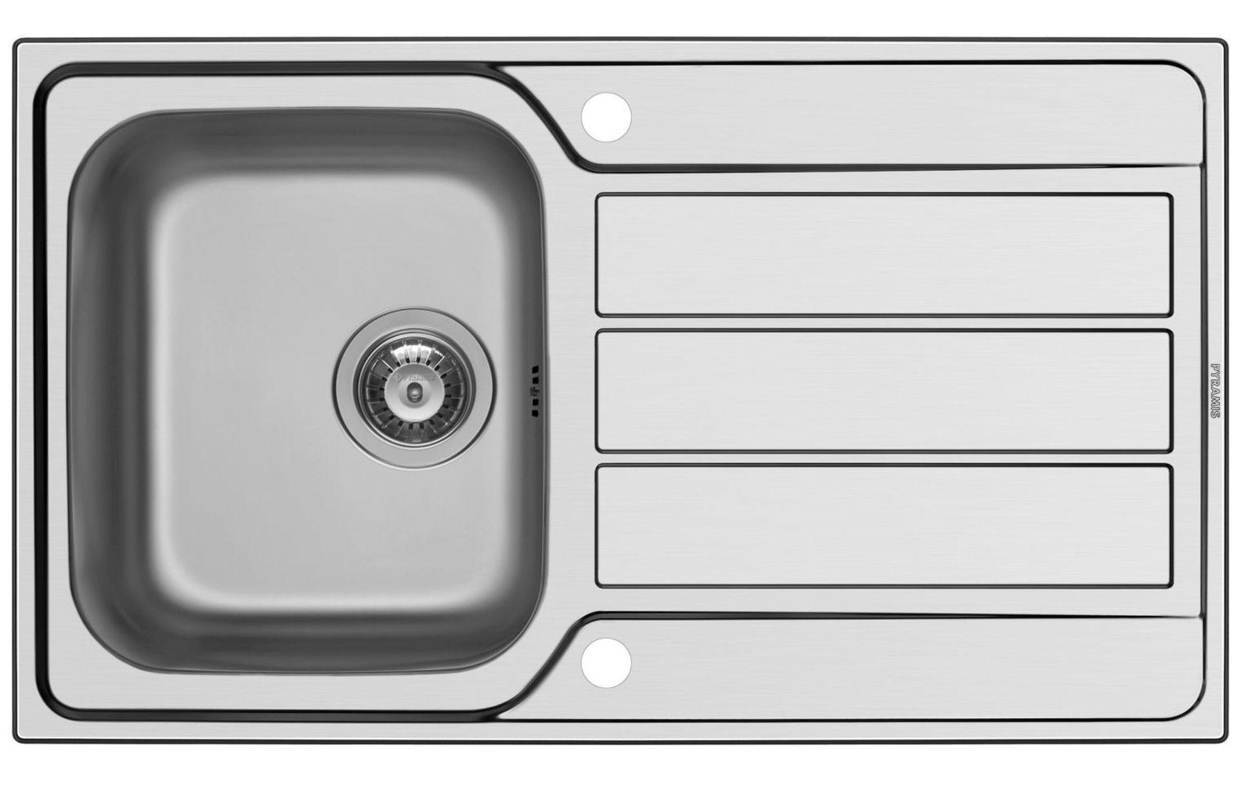KÜCHENSPÜLE 86x50cm Einbau Athena 2x Hahnloch Ø 35mm Drehexcenter Abtropffläche - Edelstahlfarben, Metall (50/18/86cm)