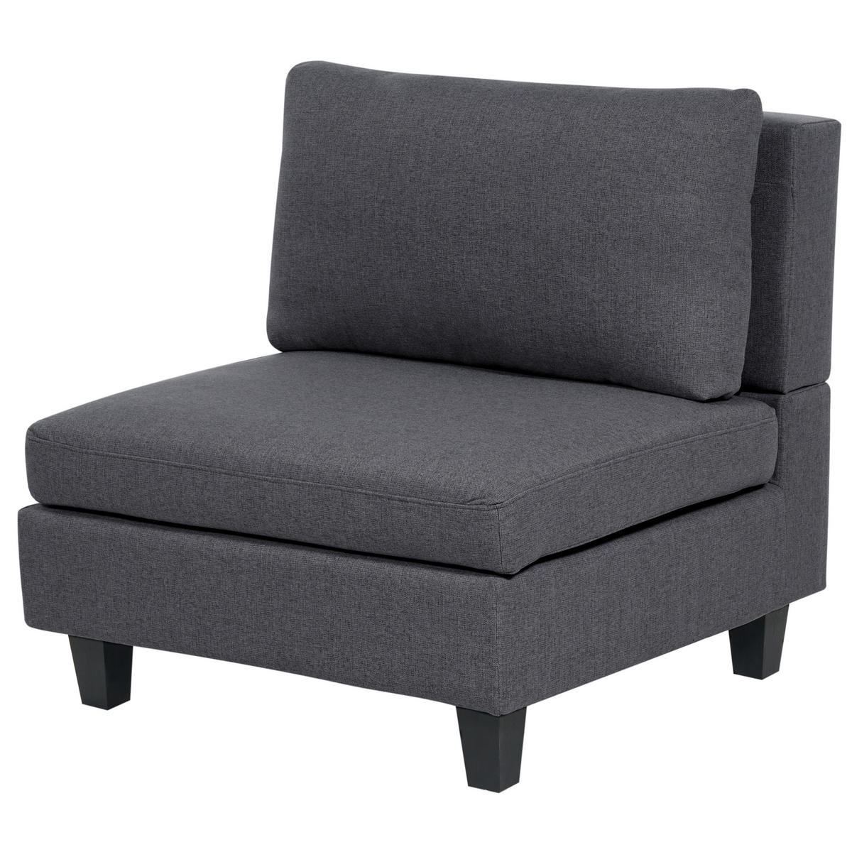 3-SITZER-SOFA Leinenoptik dunkelgrau mit Ottomane Unstad - Schwarz/Grau, Textil (228/72/76cm) - Beliani