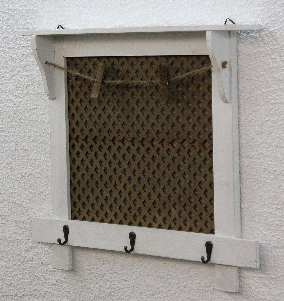 WANDORGANIZER Vintage Schlüsselbrett Holz mit Ablage - Weiß, Holz (43/39/6.5cm) - DanDiBo