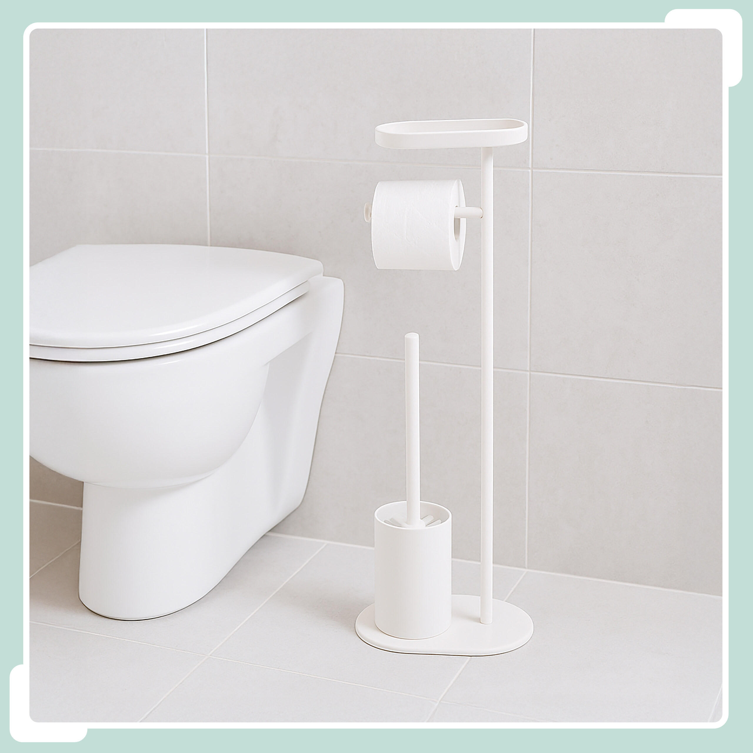 WC-GARNITUR - Weiß, Kunststoff/Metall (23/65/17cm) - Relaxdays