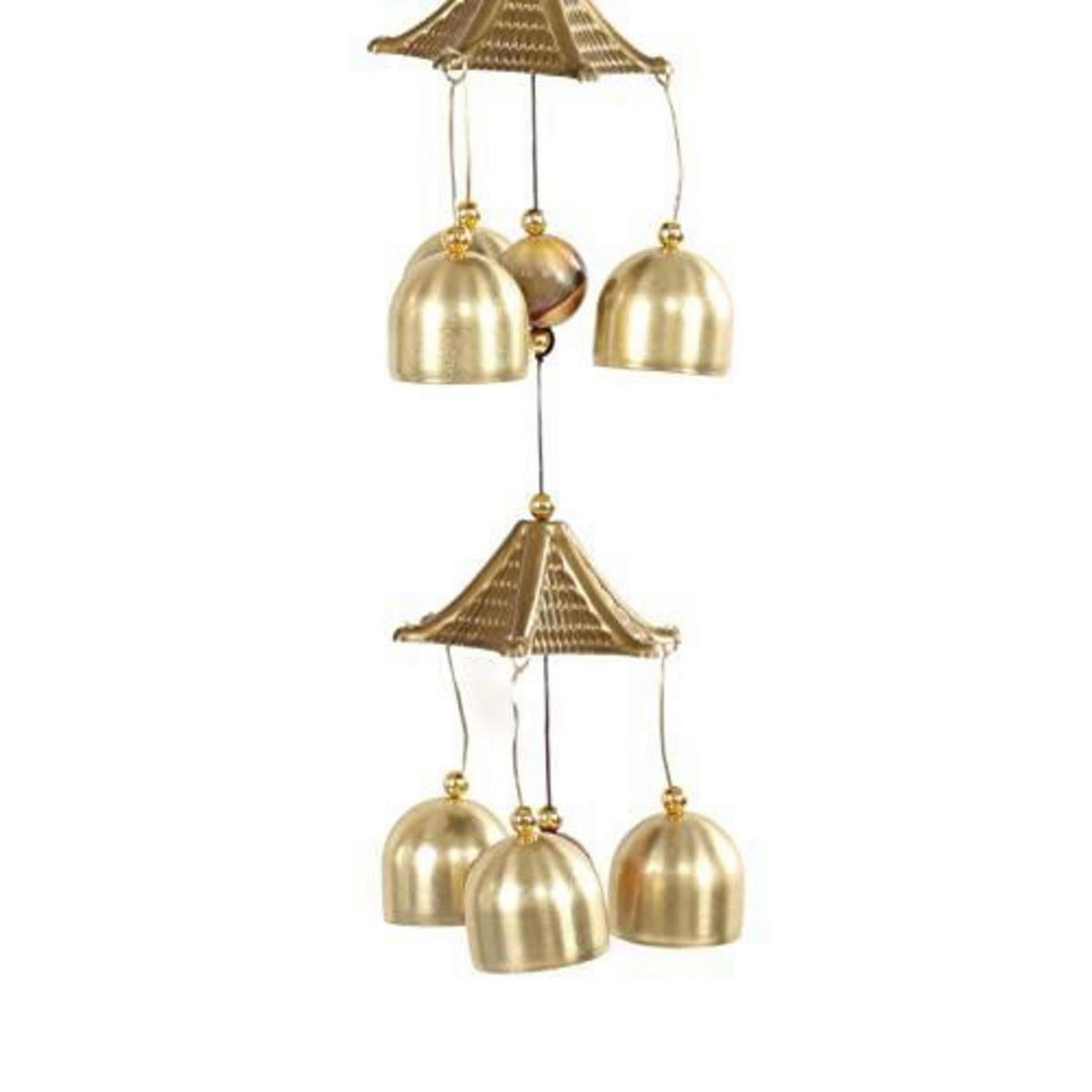 WINDSPIEL Metall mit Glocken und Glücksmünze - Goldfarben, Metall (60/10/10cm)